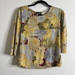 Vtg JTB Textured Floral Top Stretch Grunge Boho 90s Fairy Skater Blouse Whimsy S